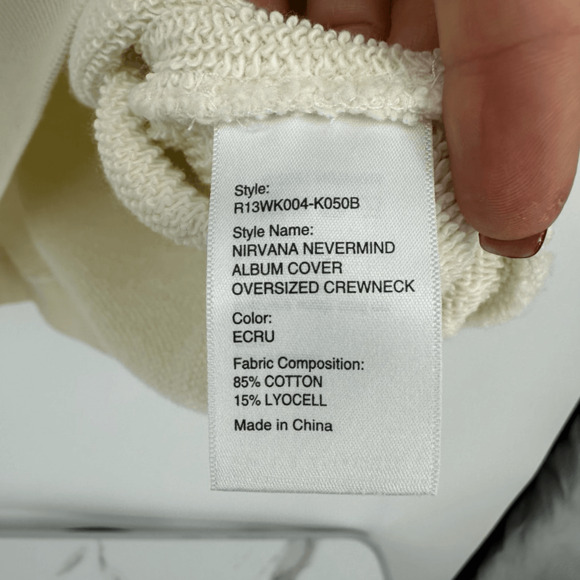 R13 Nirvana 90s Oversized Crewneck Sweatshirt Unisex Size M Baby Graphic Japan - Picture 7 of 11